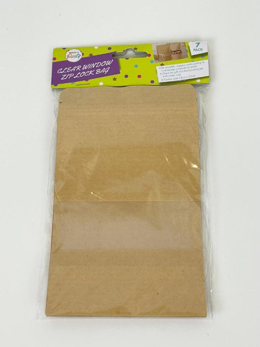 Zip Lock Stand Up Bags Paper Bag with Window Brown Kraft Pouch Food Storage 20cm