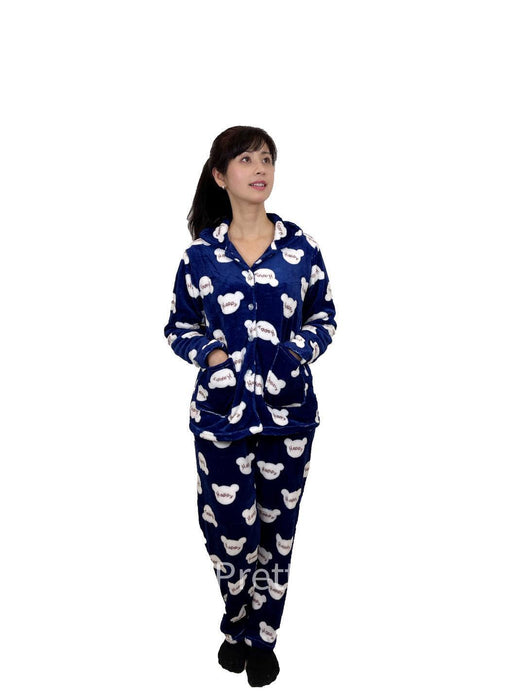 Women Pyjamas Pyjama Set Soft Plush Fleece Warm Winter Sleepwear Pajamas s8-18