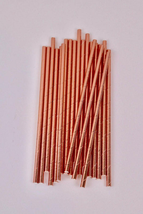 Rose Gold Pink Drinking Paper Straws Food Safe Ink Straw Birthday Party Wedding