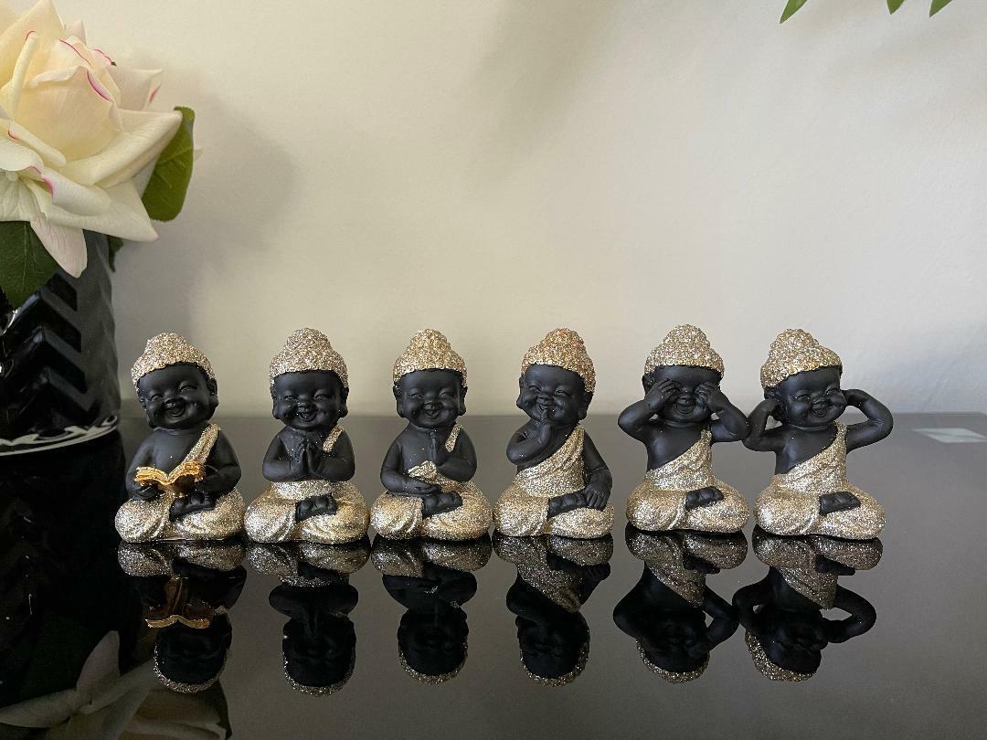 Happy Buddha Statue Wise Monks Home Decor Ornament Figurine 7cm pack of 3 or 6