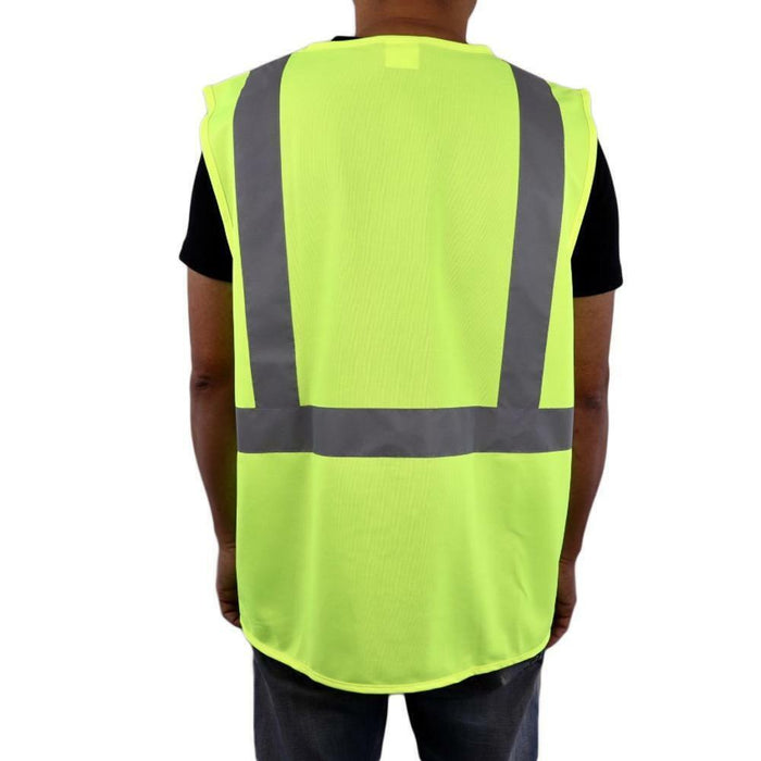 Hi Vis Reflective Safety Vest with Zipper & Pocket Day Night Workwear Yellow