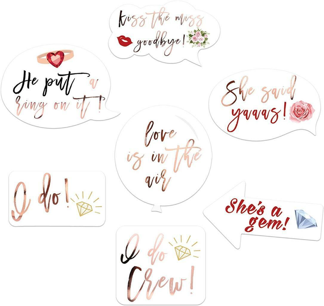 Wedding Bridal Shower Photo Booth Props Rose Gold Bachelorette Party Decorations