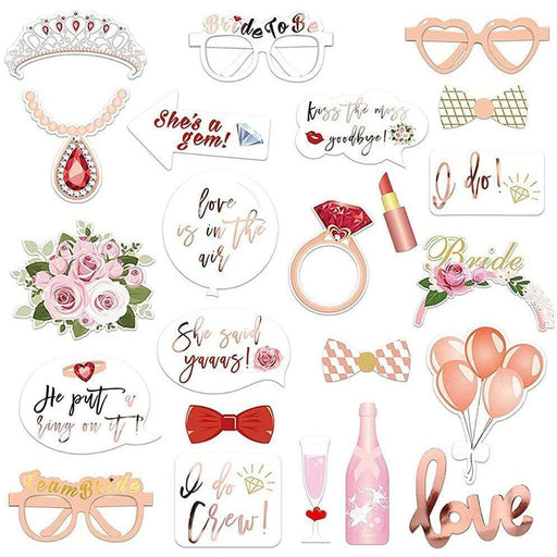 Wedding Bridal Shower Photo Booth Props Rose Gold Bachelorette Party Decorations