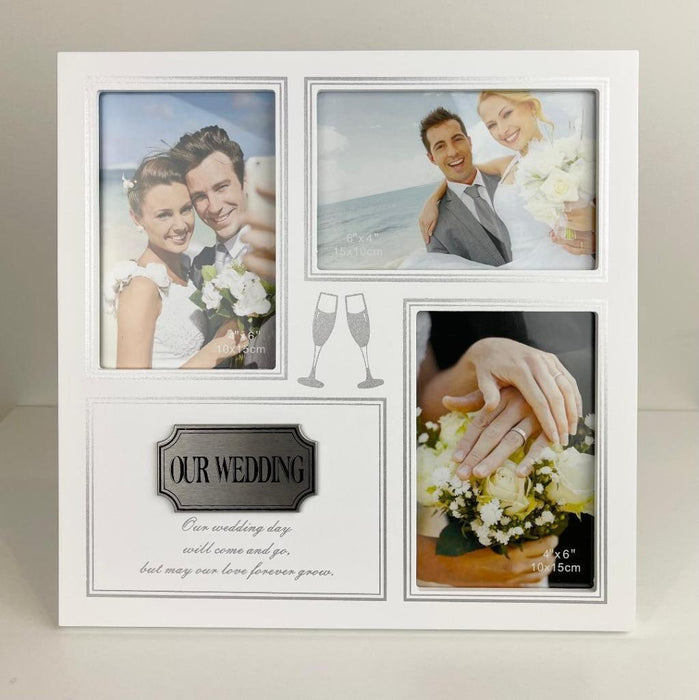 Our Wedding Photo Frame White Wood Picture Frame Newlywed Engagement gift 29cm