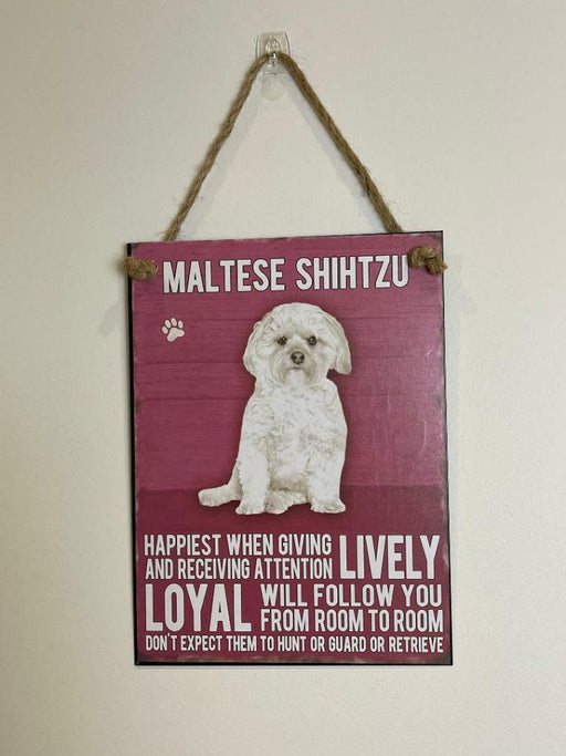 Maltese Dog Sign Metal Wall Door Hanging Dogs Sign Colourful Home Decor 27cm