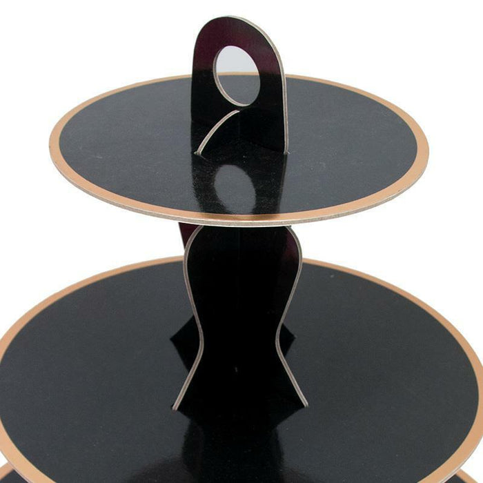 3-Tier Black Cupcake Stand Tower Cake Stand Holder Paper Cardboard Birthday