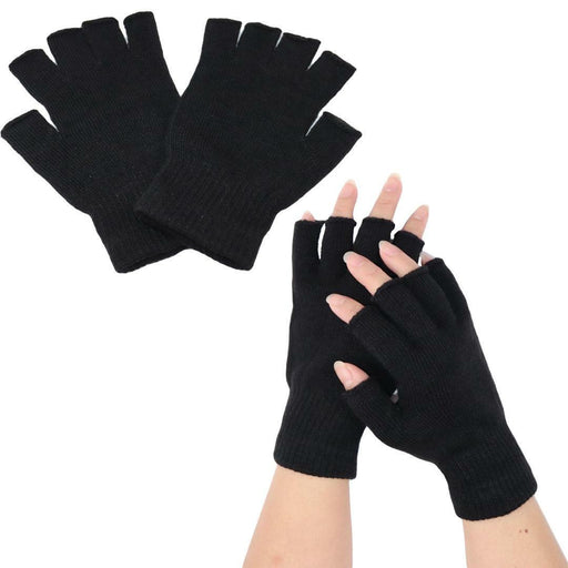 Winter Fingerless Gloves Open Finger Black Soft Warm Knitted Glove Unisex