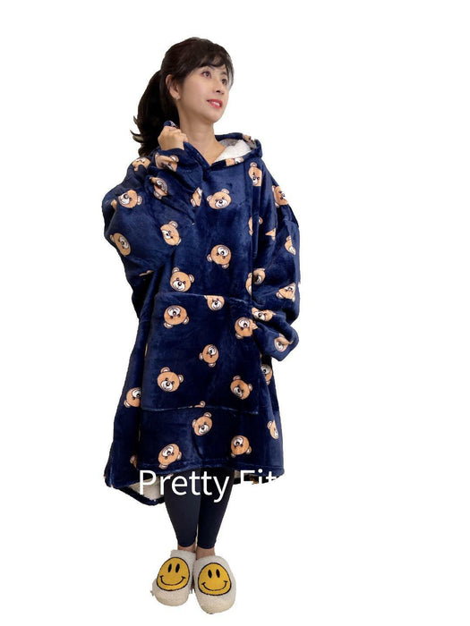 Hooded Blanket Big Hoodie Soft Warm Wearable Blanket Sleepwear for Adult & Kids