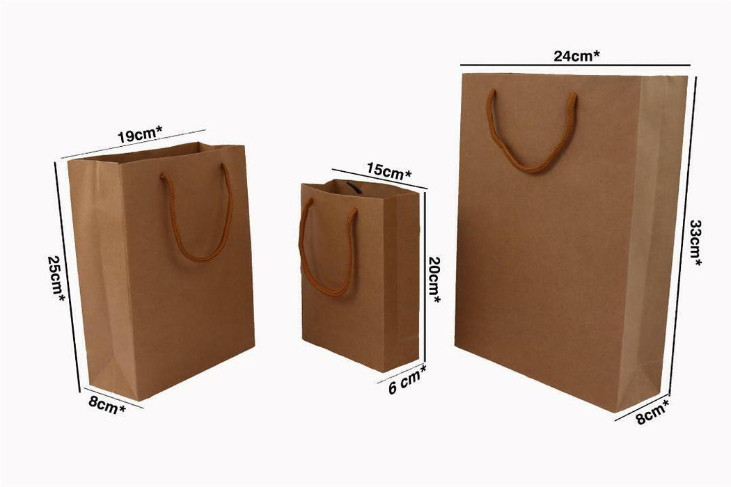 Kraft Paper Bags 50 x Bulk, Gift Shopping Carry Craft Brown Bag with Handles