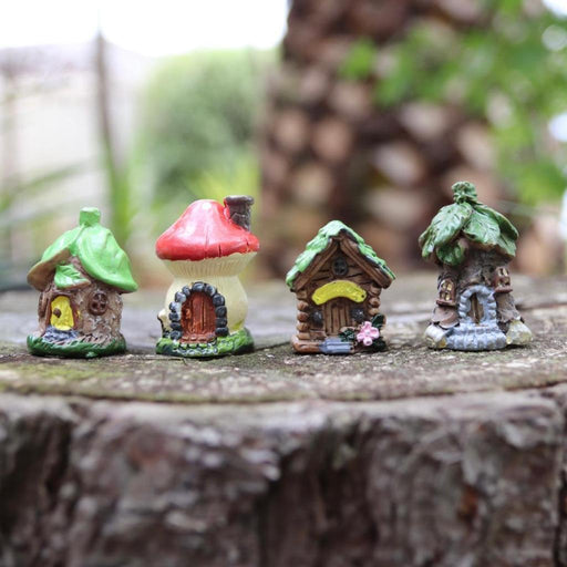 Miniature Fairy Garden House Mini Fairy House Cottage Mushroom House Set of 4