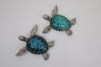 Sea Turtle Statue Figurine Ornament Blue Aqua Turtles 2pc Set 13cm Home Decor