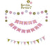 Pink Happy Birthday Banner Glitter Garlands Balloons Confetti Party Decorations