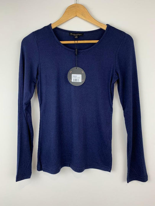 Caroline Morgan Long Sleeve Top Scoop Neck T-Shirts Basic Tee Tops Plain Colour