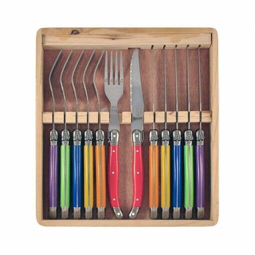 Chateau Laguiole Steak Knife Fork Set Stainless Steel Blade Knives 12pc Gift Box