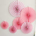 Pink Paper Fans Party Decorations 6pcs Bridal Shower Birthday Hanging Decor