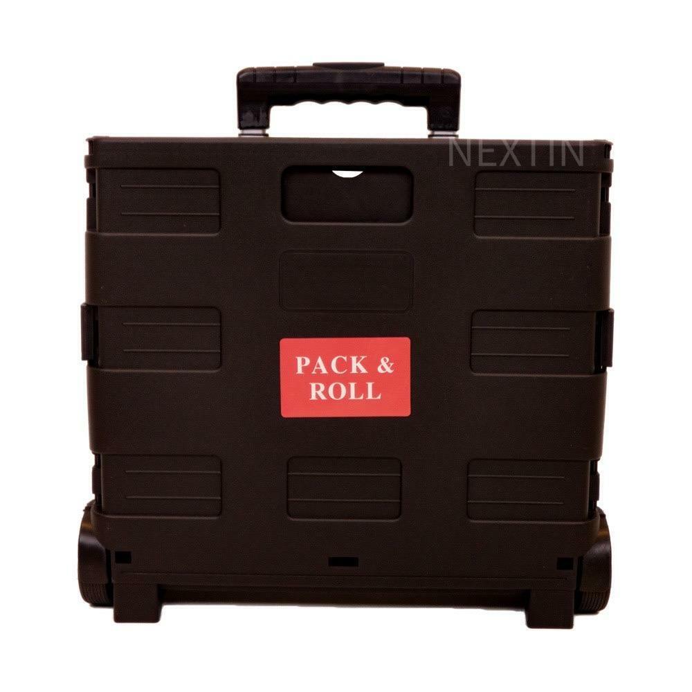Foldable Shopping Trolley Box Portable Plastic Folding Grocery Cart with Lid
