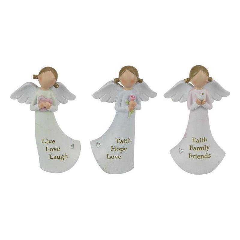 Angel Statue Inspirational Wording Wing Angles Religious Decor Figurine 3pcs Set