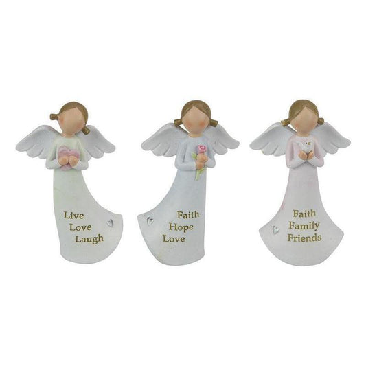 Angel Statue Inspirational Wording Wing Angles Religious Decor Figurine 3pcs Set