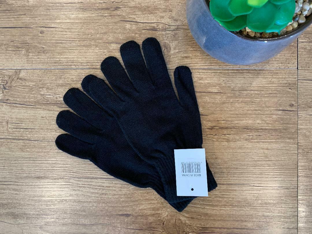 Winter Gloves Black Soft Warm Knitted Knit Full Finger Glove Women Men One Size