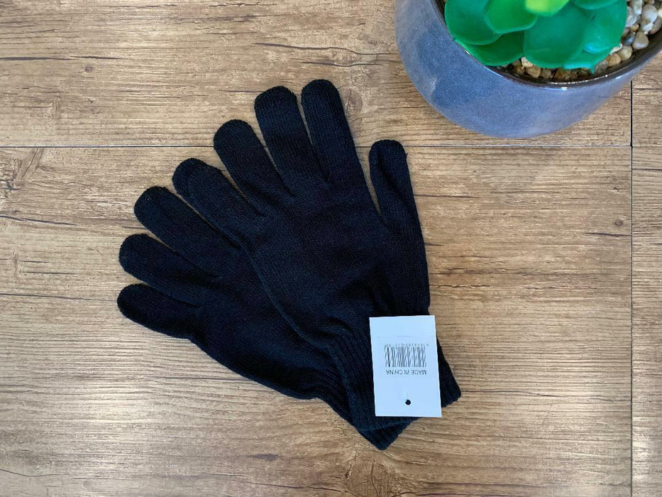 Winter Gloves Black Soft Warm Knitted Knit Full Finger Glove Women Men One Size