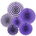 Purple Paper Fans Party Decorations 6pcs Set Birthday Wedding Hanging Decor