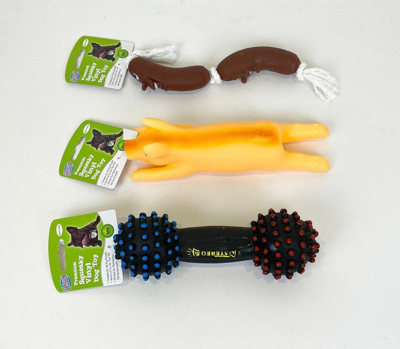 Squeaky Dog Toys Squeeze Squeaker Sound Chew Big Pet Toy Pig Bone Sausage 3 pack