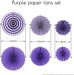 Purple Paper Fans Party Decorations 6pcs Set Birthday Wedding Hanging Decor