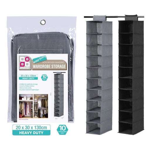 Hanging Wardrobe Organiser Closet Storage 10 Shelf Tier Layer Clothes Shoes Hats