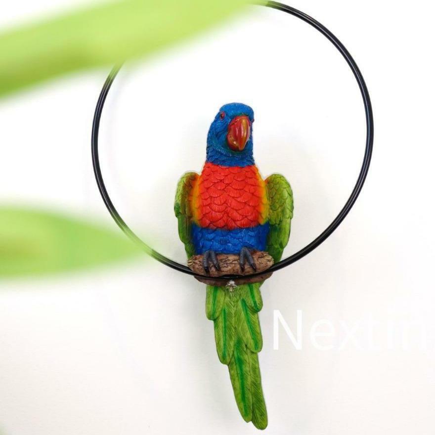 Rainbow Lorikeet Bird in Ring Birds Figurine Statue Garden Ornaments Decor 22cm