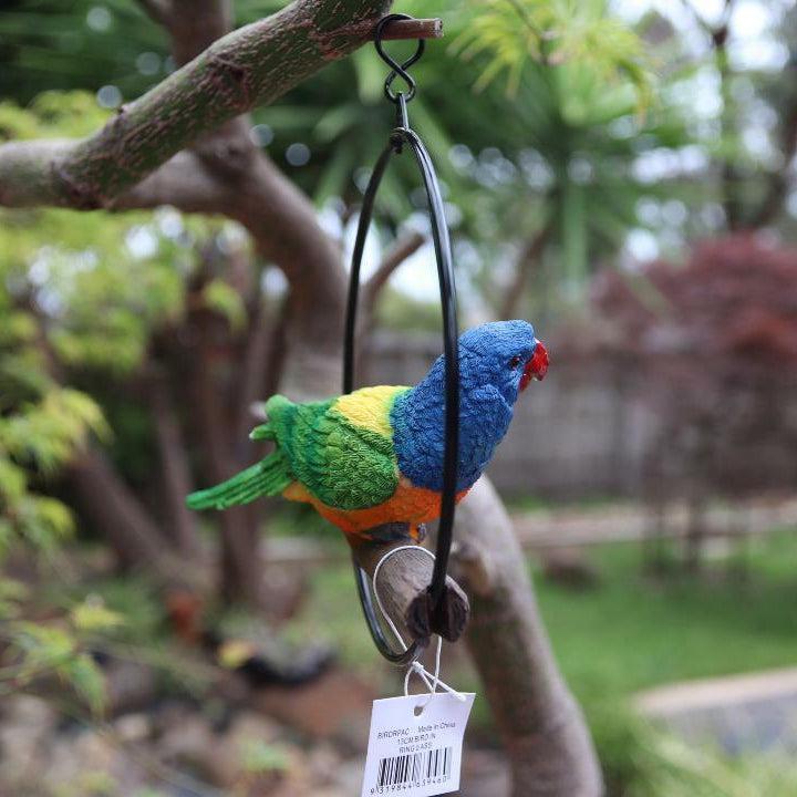 Parrot Lorikeet Bird in Ring Birds Figurine Statue Yard Garden Ornaments Decor