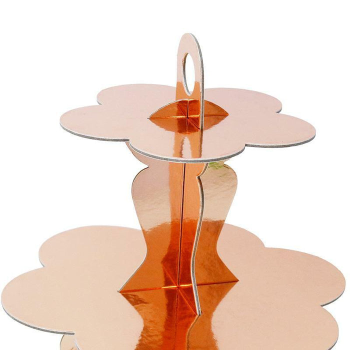 3-Tier Cupcake Stand Tower Rose Gold Cake Stand Holder Paper Cardboard 35cm