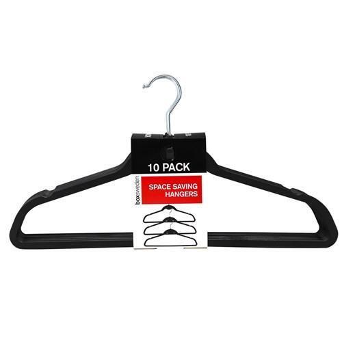 Plastic Space Saving Hangers Thin Black White Hanger Closet Organizer Pack of 10