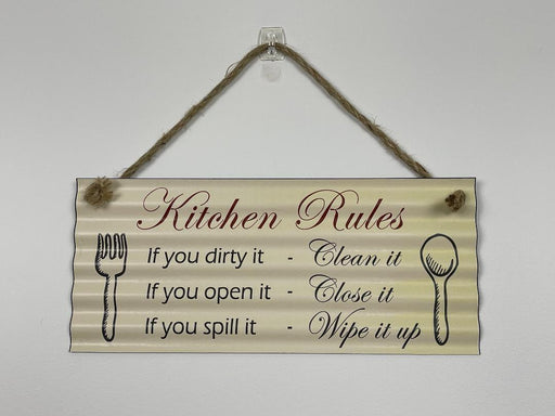 Kitchen Rules Metal Sign Country Vintage Retro Tin Home Signs Wall Decor 30cm