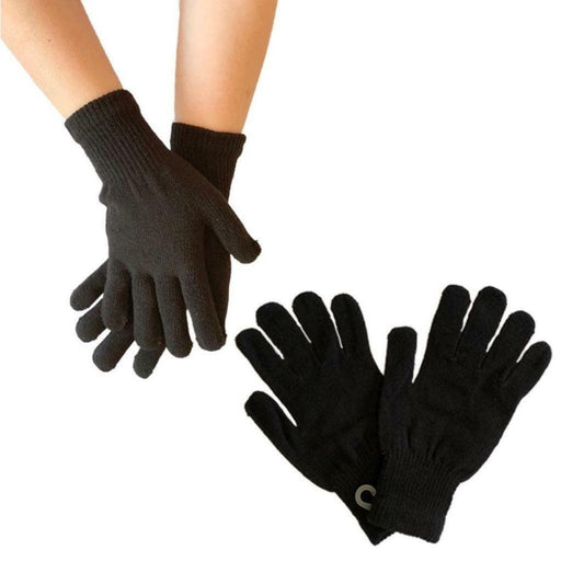 Winter Gloves Black Soft Warm Knitted Knit Full Finger Glove Women Men One Size