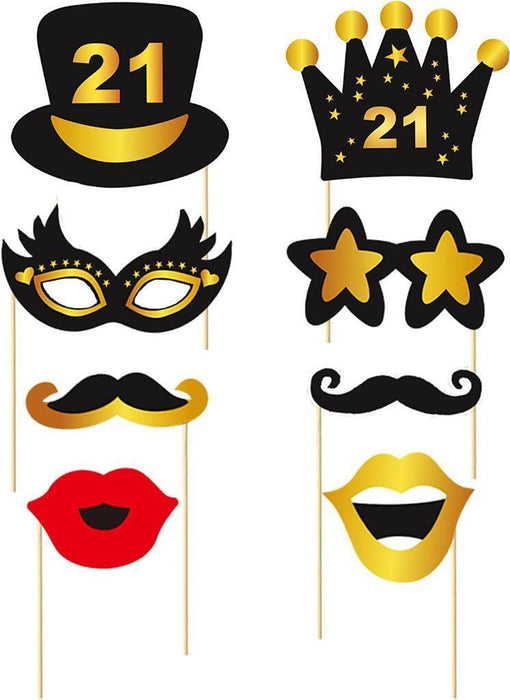 21st Birthday Photo Booth Props Funny Party Supplies Decorations 30pc Gold Black