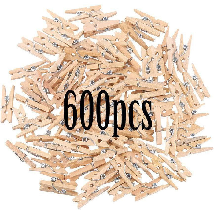 600x Mini Wooden Pegs Craft Clothespins Natural Wood Photo Clips Bulk 2.5cm