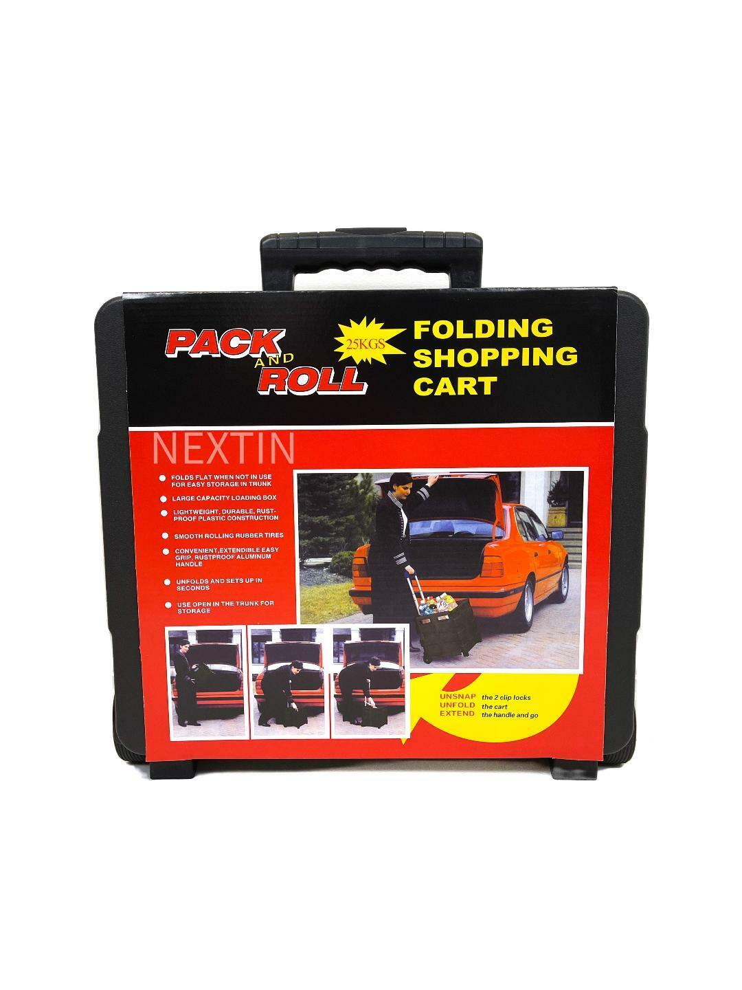 Foldable Shopping Trolley Box Portable Plastic Folding Grocery Cart with Lid