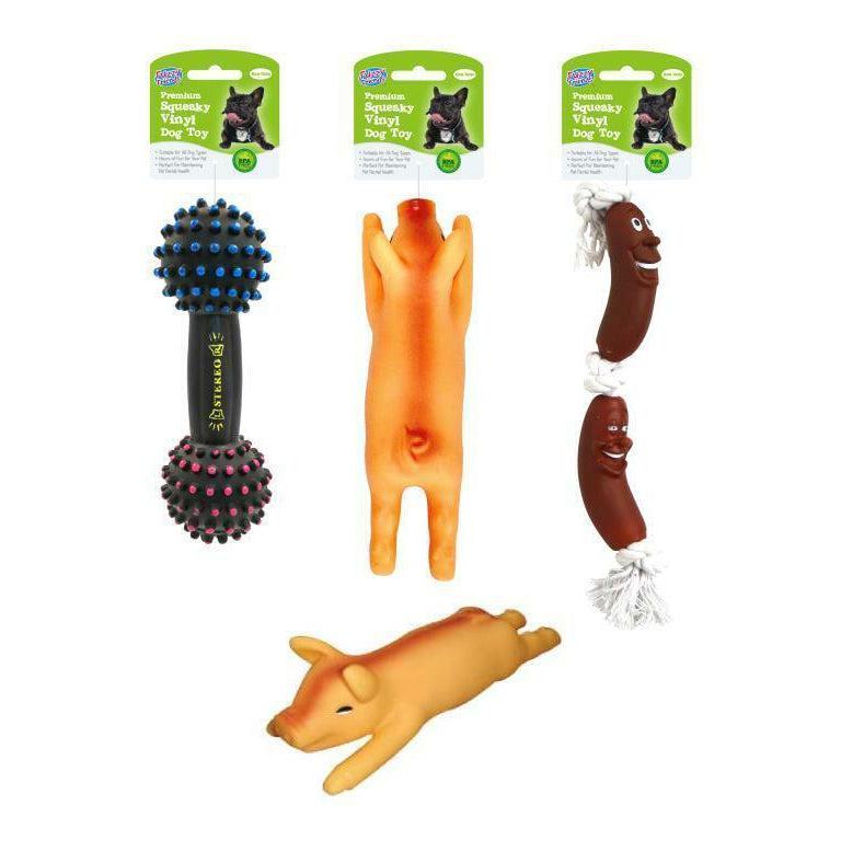Squeaky Dog Toys Squeeze Squeaker Sound Chew Big Pet Toy Pig Bone Sausage 3 pack
