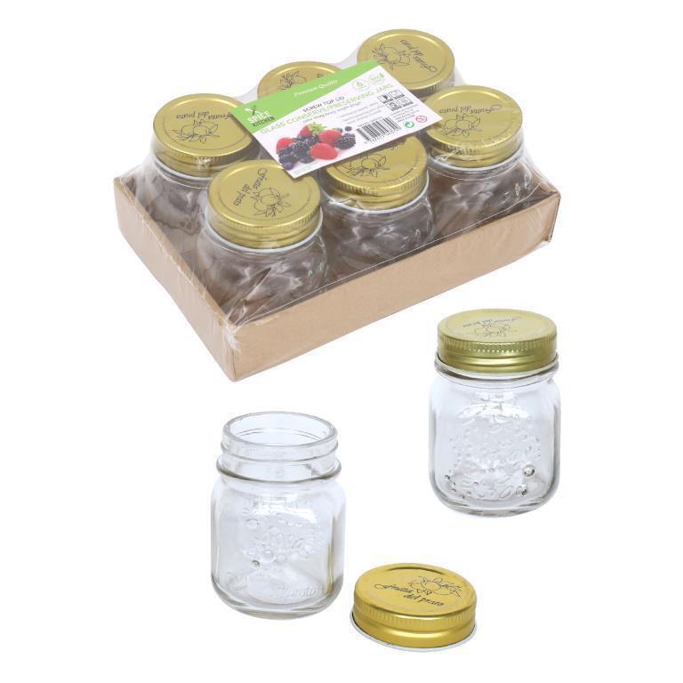 Clear Glass Jars with Gold Crew Top Lid Small Jam Baby Food Storage Jar 180ml