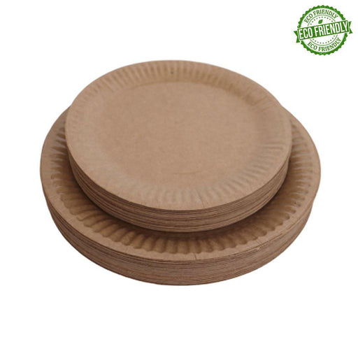 Disposable Brown Paper Plates Dinner Dessert Party Plate Eco-Friendly Bulk Buy