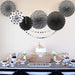 Black White Paper Fans Party Decorations 6pcs Set Birthday Wedding Hanging Decor