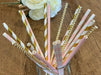 Rose Gold Pink Drinking Paper Straws Food Safe Ink Straw Birthday Party Wedding