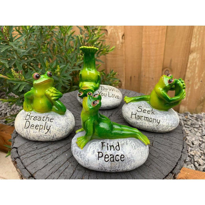 Yoga Frogs Ornaments with Word Frog Statue Figurines Funny Garden Home Sculpture