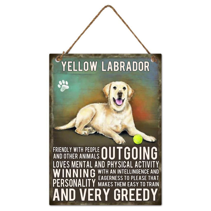 Yellow Labrador Dog Sign Metal Wall Hanging Dogs Sign Colourful Home Decor 27cm