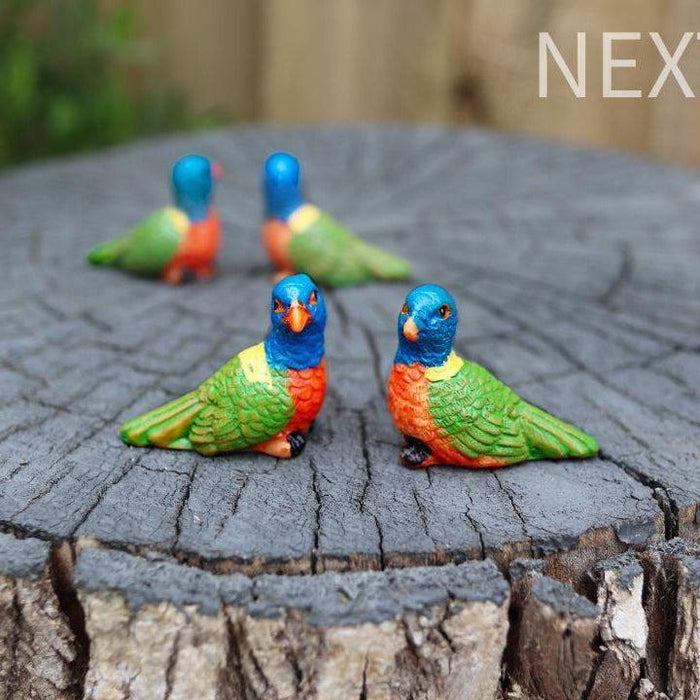 Miniature Birds Figurines Mini Australian Bird Rainbow lorikeet Fairy Garden 6pc