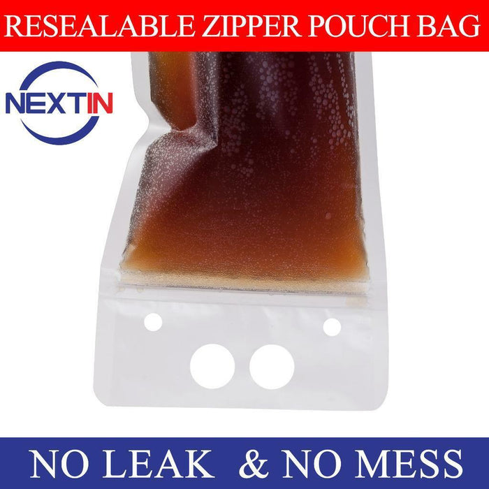 Disposable Drink Pouch Bags Smoothie Ice Frozen Juice Party Drinking Bag Straws