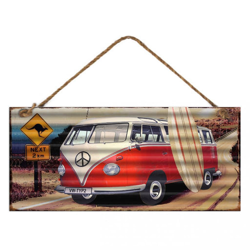 Red Kombi Van Metal Sign Country Vintage Retro Tin Home Signs Wall Decor Bar Pub