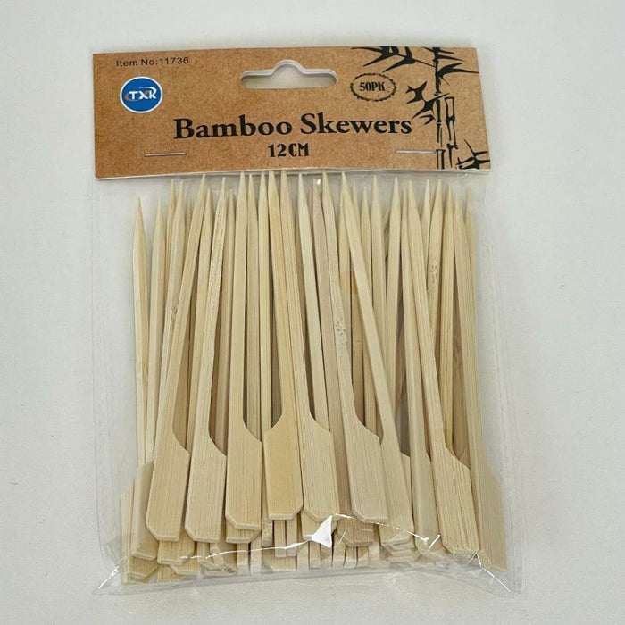 Bamboo Paddle Skewers Sticks Wooden Picks BBQ Fruit Kebab Cocktail Party 12cm