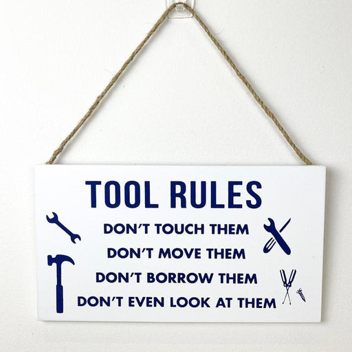 Tool Rules Wooded Sign Country Vintage Home Signs Wall Decor Garage Workshop