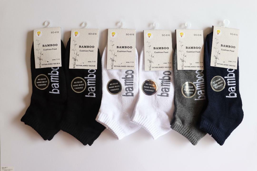 Bamboo Socks Ankle Low Cut Soft Cushion Work Sport Men s6-12 Black Navy White